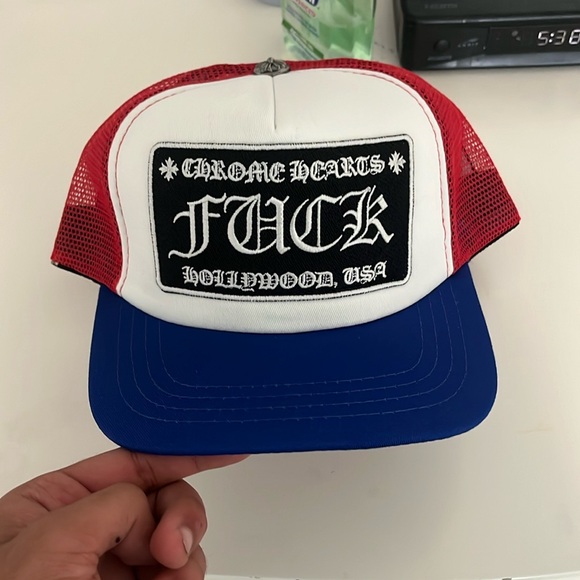 Chrome Hearts Trucker Hat Red White Blue - Picture 1 of 3
